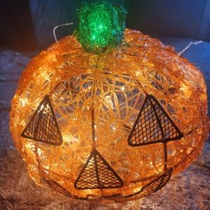 Vintage Spaghetti Plastic Light UP Pumpkin